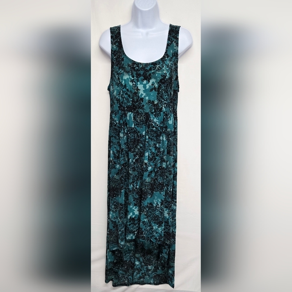Torrid 1 Slinky Stretch Knit High Low Dress Sleeveless Floral Lace Print Lined